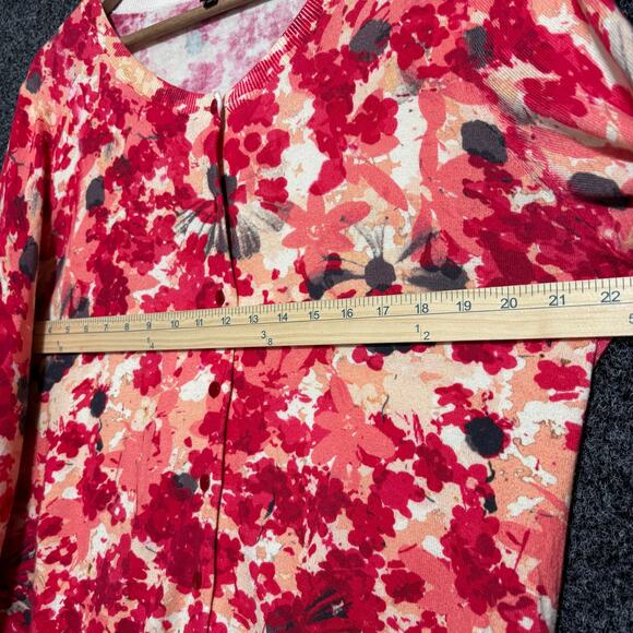 Talbots Womens Watercolor Floral Cardigan XL Lightweight Colorful Feminine Artsy - Picture 7 of 8